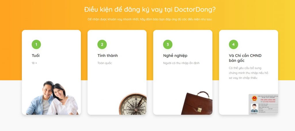 Điều kiện cần có để vay tiền trực tuyến tại Doctor Đồng