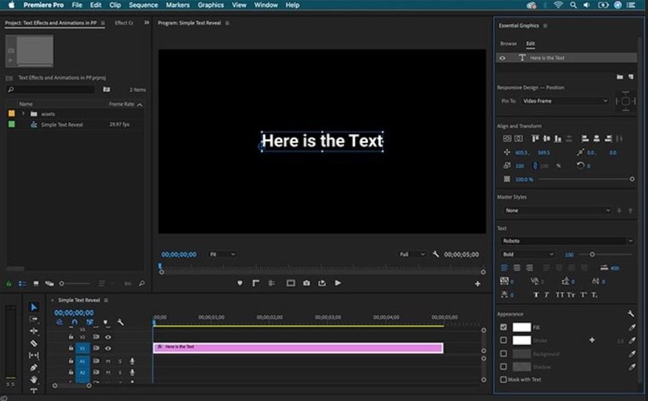 Phần mềm Adobe Premiere pro hỗ trợ chèn chữ vào video