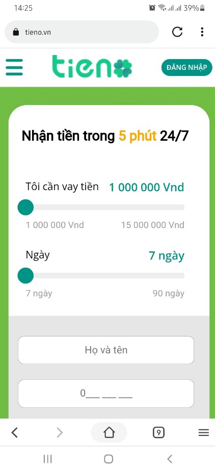 Chọn hạn mức vay tiền