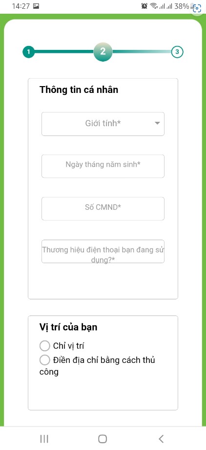 Điền thông tin cá nhân